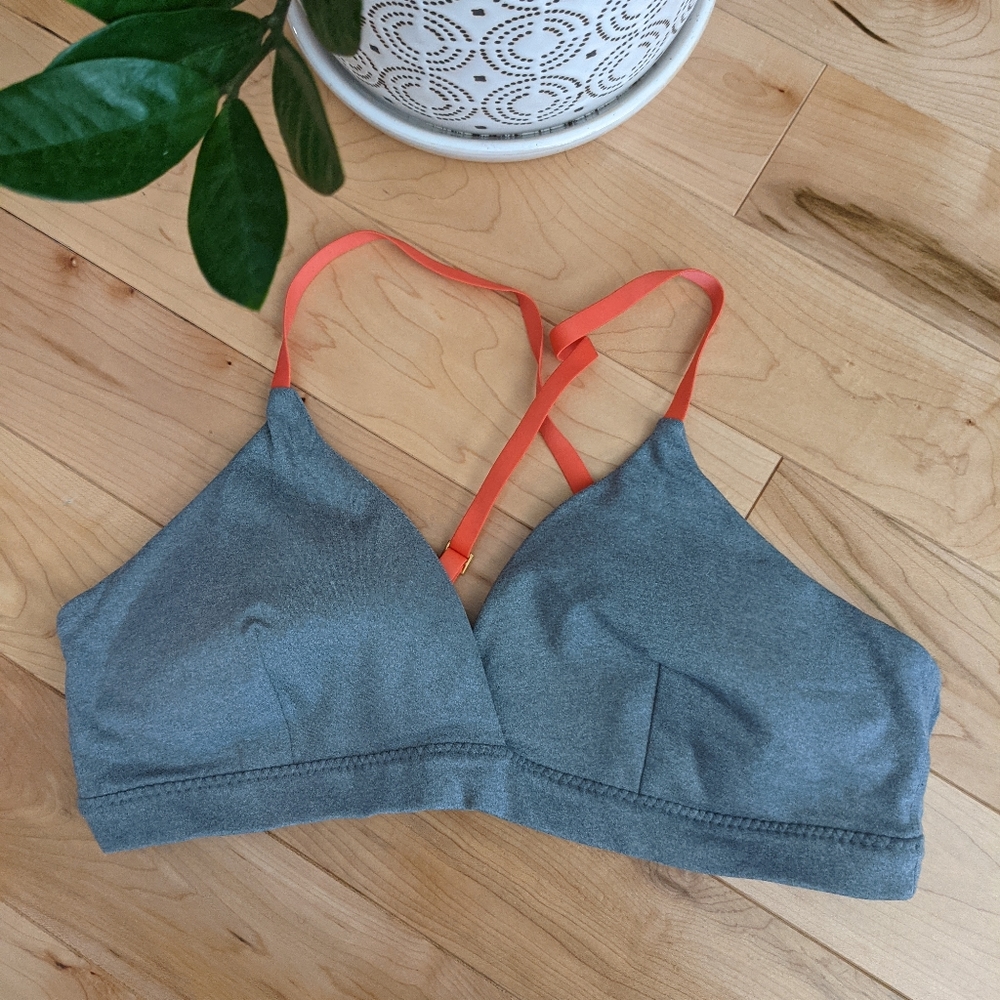 Athleta Gray and Coral Triangle Bra